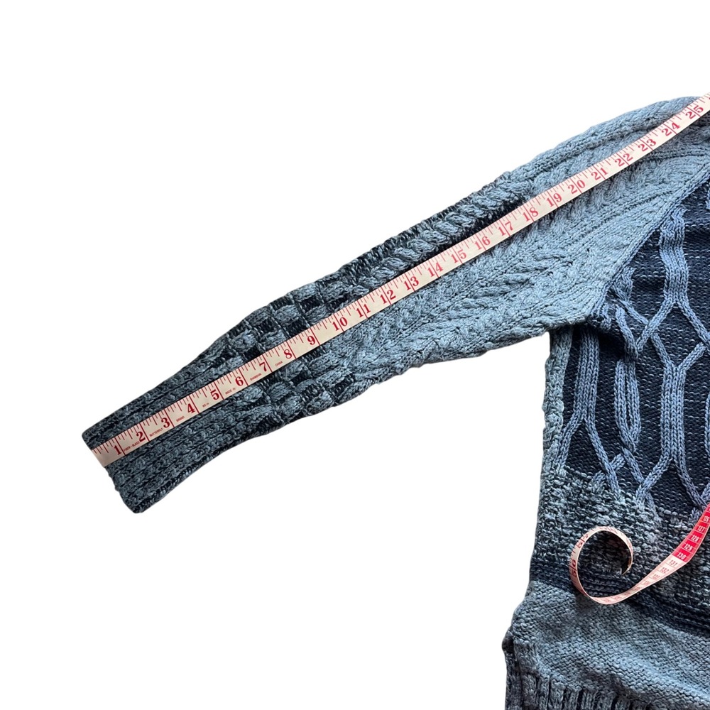 Vtg Chaps Patchwork Cable Knit Eclectic Grandpa C… - image 7